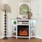 45" Corner Media LED Lights Entertainment Center with Electric Fireplace and Glass Shelves